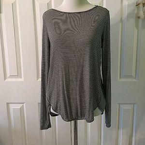 Ann Taylor LOFT Black and White Striped Shirt